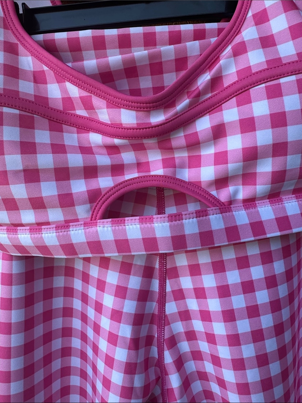 Beach Riot Pink Gingham Leggings & Crop Tank Set - Picture 3 of 3